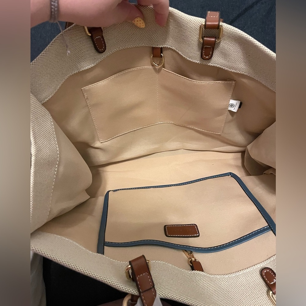 Tory Burch Tri-Color Canvas Tote - Picture 2 of 3